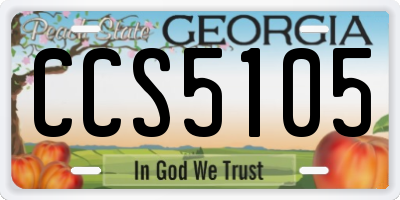 GA license plate CCS5105
