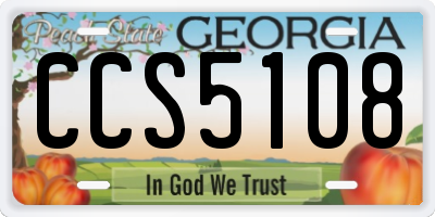 GA license plate CCS5108