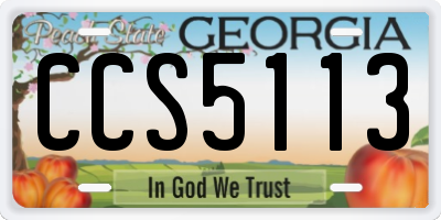 GA license plate CCS5113