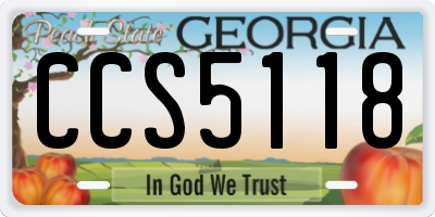 GA license plate CCS5118