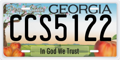 GA license plate CCS5122