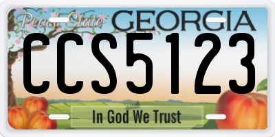 GA license plate CCS5123