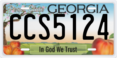GA license plate CCS5124