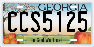 GA license plate CCS5125