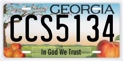 GA license plate CCS5134