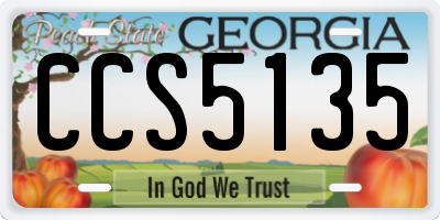 GA license plate CCS5135