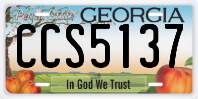 GA license plate CCS5137