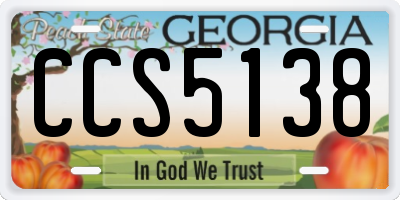 GA license plate CCS5138