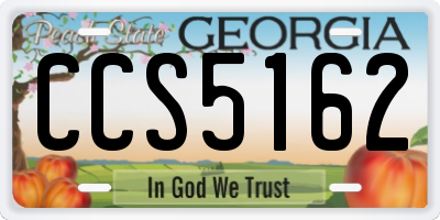 GA license plate CCS5162