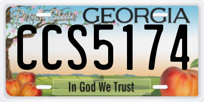 GA license plate CCS5174