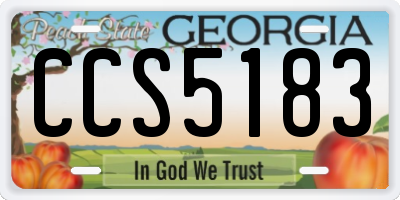 GA license plate CCS5183