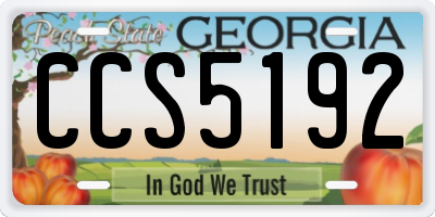 GA license plate CCS5192