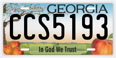 GA license plate CCS5193