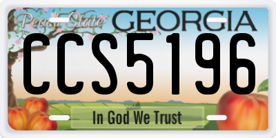 GA license plate CCS5196