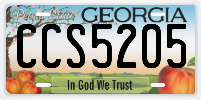 GA license plate CCS5205