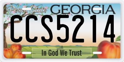 GA license plate CCS5214
