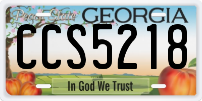 GA license plate CCS5218