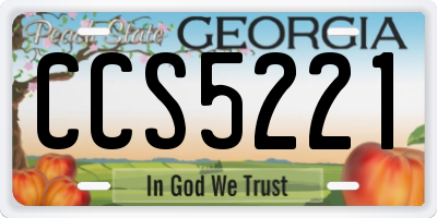 GA license plate CCS5221