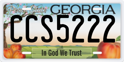 GA license plate CCS5222