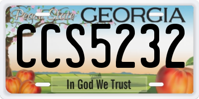 GA license plate CCS5232