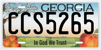 GA license plate CCS5265