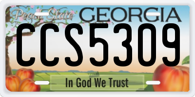 GA license plate CCS5309