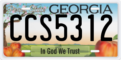 GA license plate CCS5312