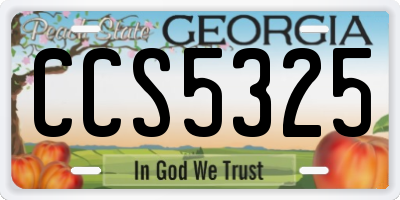 GA license plate CCS5325