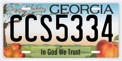 GA license plate CCS5334