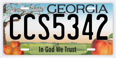 GA license plate CCS5342