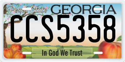 GA license plate CCS5358