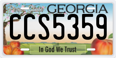 GA license plate CCS5359