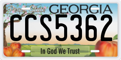 GA license plate CCS5362
