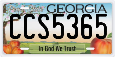 GA license plate CCS5365