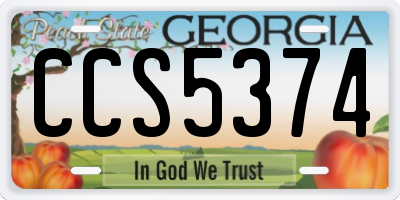 GA license plate CCS5374
