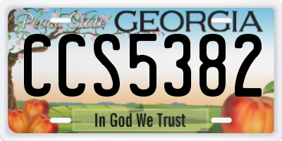 GA license plate CCS5382