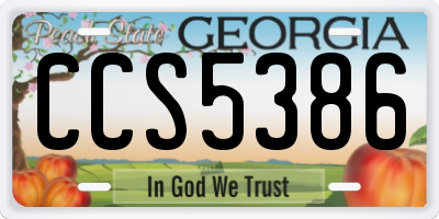 GA license plate CCS5386