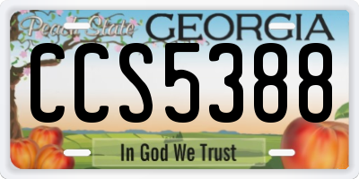 GA license plate CCS5388