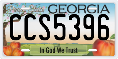 GA license plate CCS5396