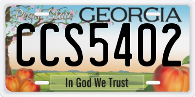 GA license plate CCS5402