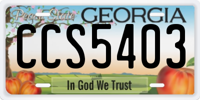 GA license plate CCS5403