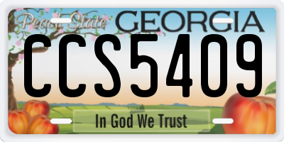 GA license plate CCS5409