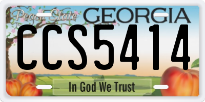 GA license plate CCS5414