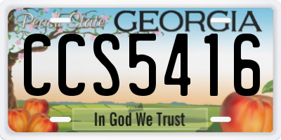 GA license plate CCS5416