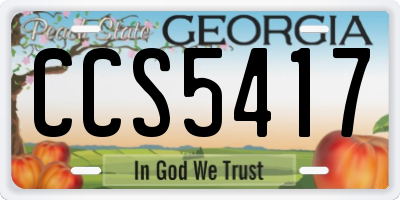 GA license plate CCS5417