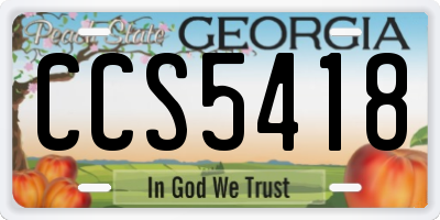 GA license plate CCS5418