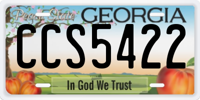 GA license plate CCS5422