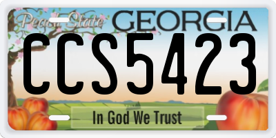 GA license plate CCS5423