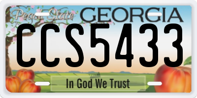 GA license plate CCS5433