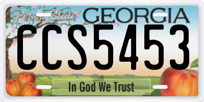 GA license plate CCS5453